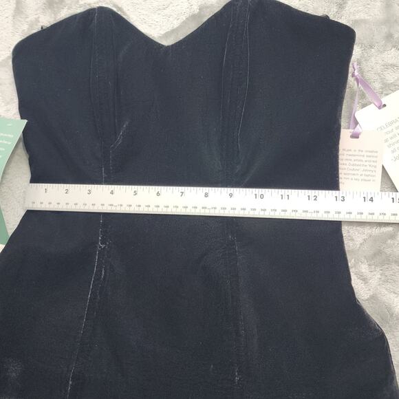 NEW Johnny Wujek Top Womens 5 Juniors Black Velvet Strapless Corset Bustier - Picture 11 of 13
